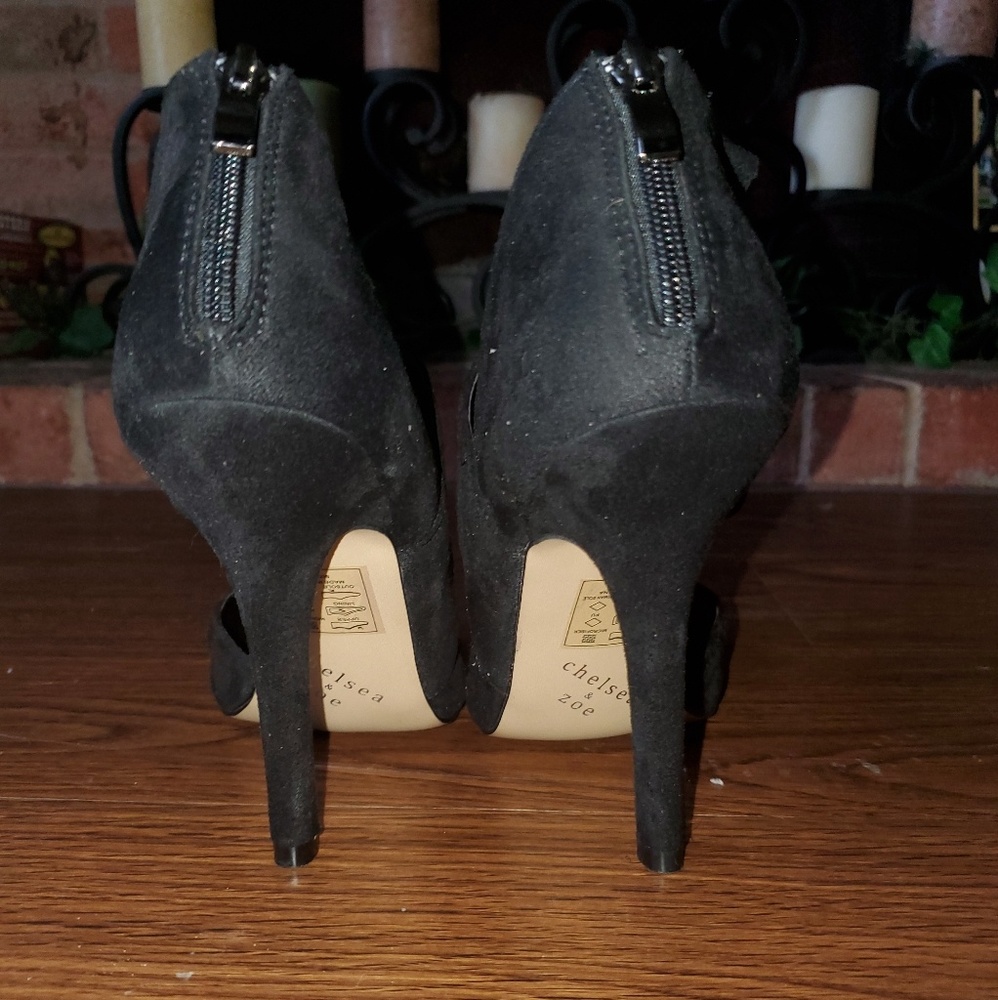 Chelsea & Zoe black suede heels